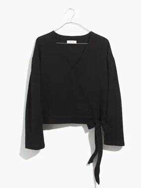 Madewell Texture & Thread Wrap Top Black Size M
